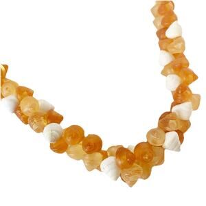 Vintage Sea Shell Necklace Plastic Acrylic White Amber Orange White Fall 24"